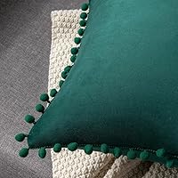 Vista 29 de 2 fundas para cojín decorativo de terciopelo con pompones