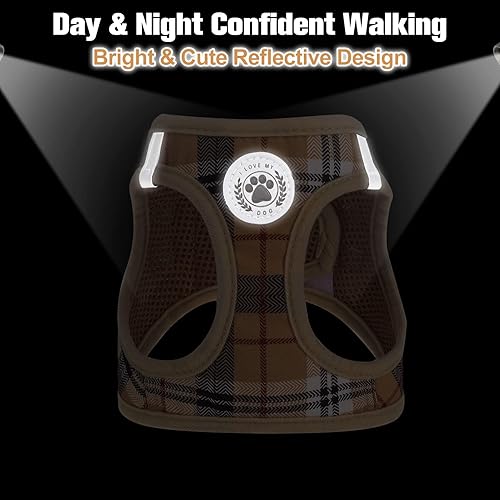 Miniatura 7 de BEAUTYZOO Juego de arnés y correa para perro pequeño, sin estrangulamiento, sin tirones, de malla suave reflectante para cachorros y gatos