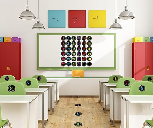 Miniatura 2 de FaCraft Puntos de línea de confeti para el suelo del aula, 36 calcomanías impermeables para el suelo, calcomanías de números de aula, marcadores