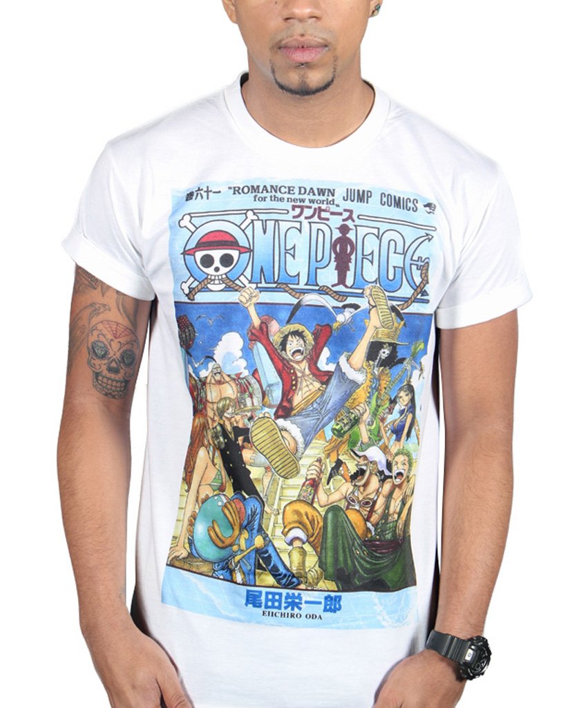 Tru Designz Men's One Piece Straw Hat Pirate Crew's Graphic T-Shirt Party Anime Comic Clothing