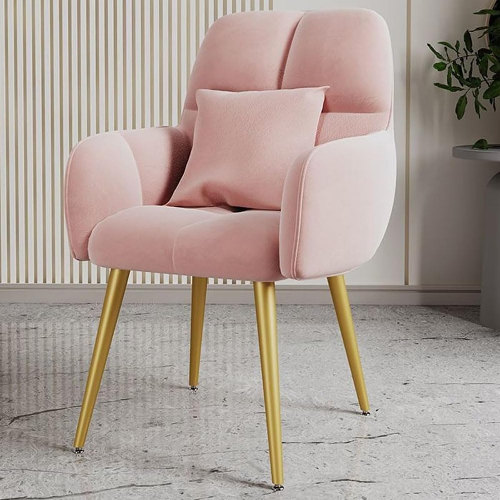 Chaise de maquillage rembourrée velours rose, siège de réception salon