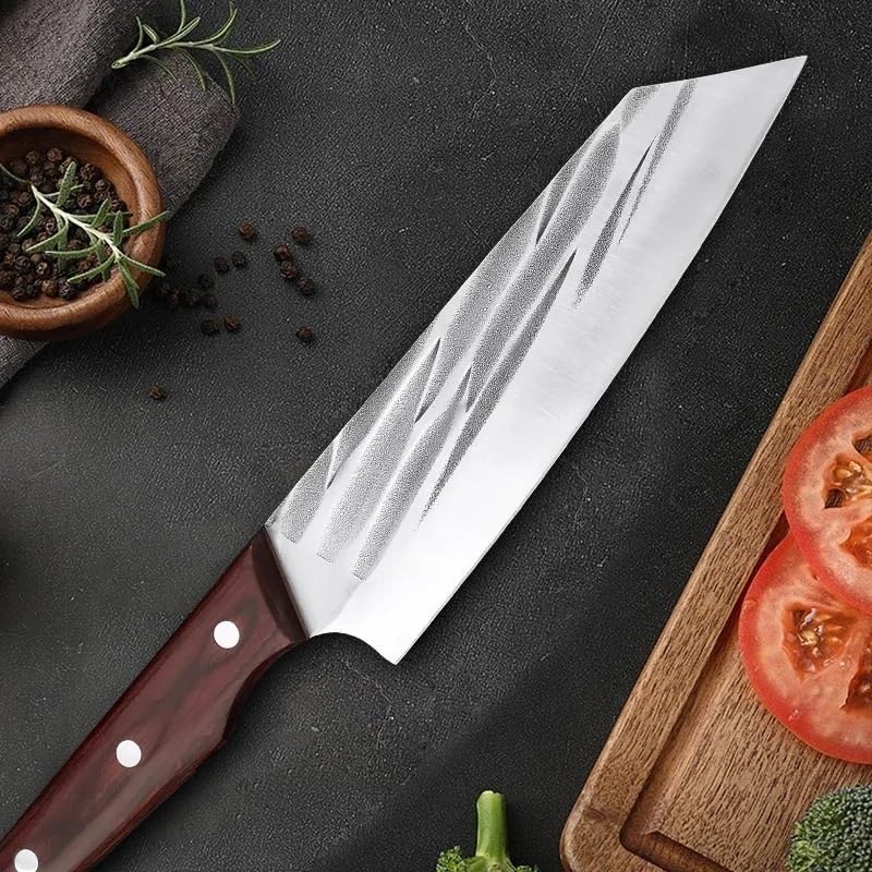 Meat Cleaver,Cleaver Knife 7 Inch Meat Cleaver Hand-Forged Kitchen Chef Slicing Knife Wooden Handle Stainless Steel Butcher Fish Knife Cooking Tools