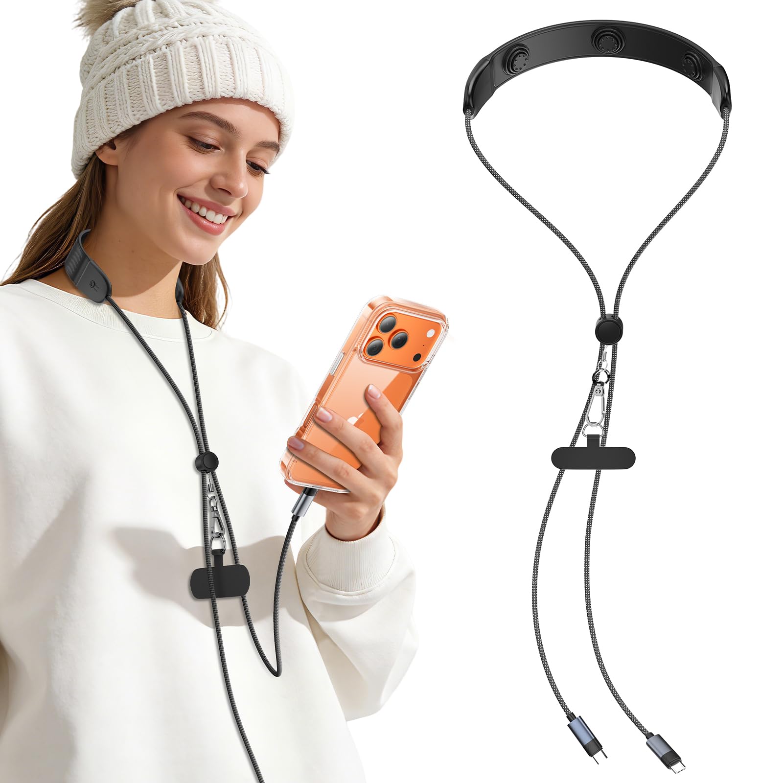 Cordón para teléfono Tigowos con correa ajustable de cuello para móvil universal 8