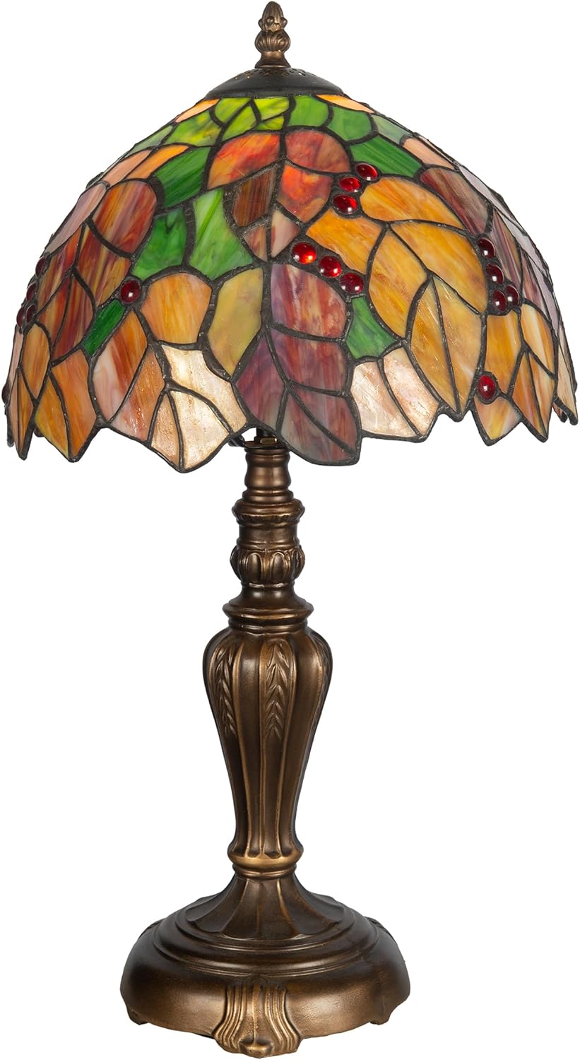 Dale Tiffany TT22206 Traditional Tiffany Style Table Lamp 20" Tall Pamlico Antique Bronze Finish Base Handcrafted Art Glass Shade for Home Décor, Living Room, Bed Room and Office