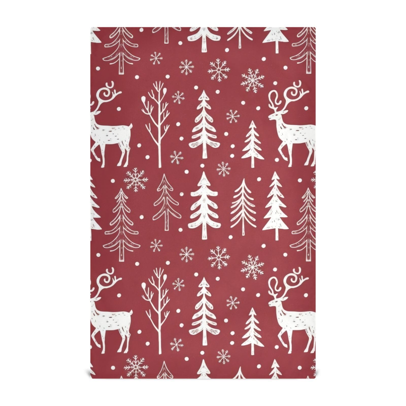 Torchon absorbant cerf blanc pour une table de Noël chaleureuse