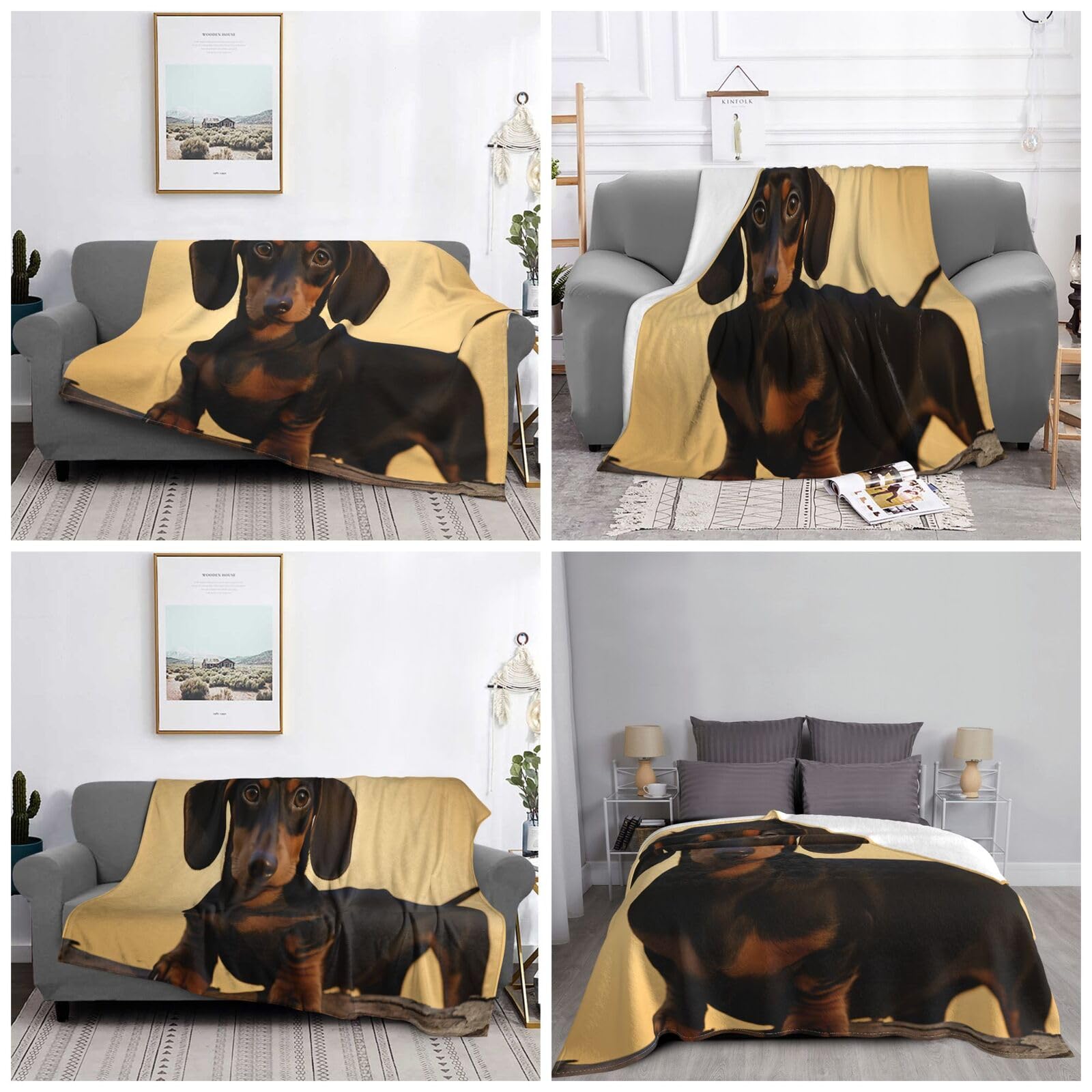 Couverture en flanelle teckel grand format 167 x 228 cm