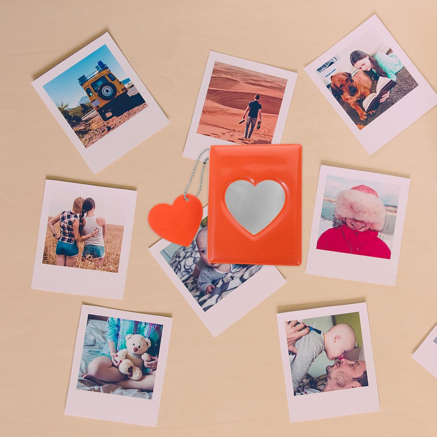 Heart Hollow Small Photo Album Orange PVC for Photos Collection Xmas