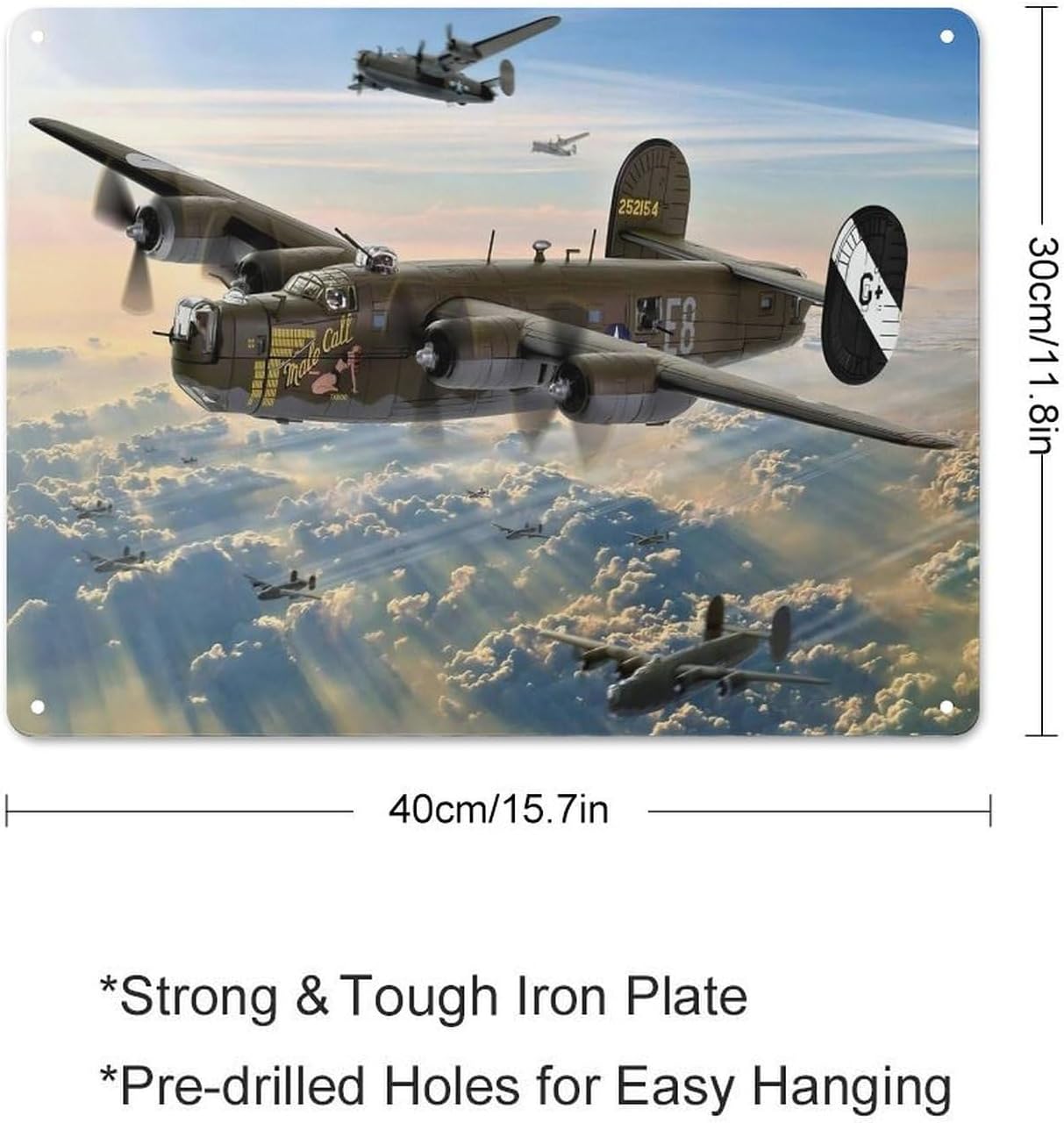 B-24 Liberator Bomber Poster Metal Sign Vintage WWII Propeller Fighter Military Aircraft Decoration Aviation Aircraft Picture Office Large Aircraft Wall Decor Boys Bedroom Airplane Decor Gift Wall Dec image 2