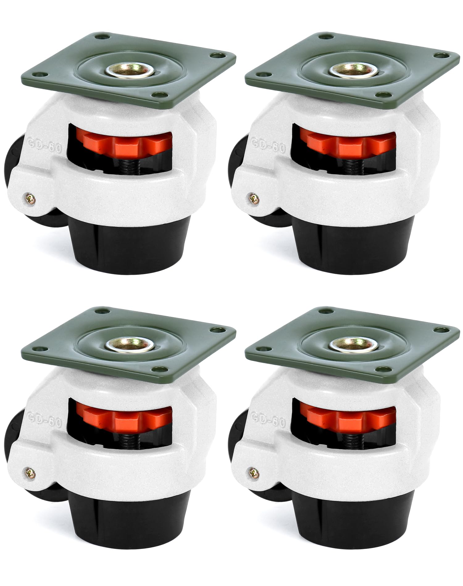 QWORK 4Pcs Ruedas Giratorias 60f, Capacidad de Carga 500 kg, Ruedas de Transporte Ajustables para Muebles