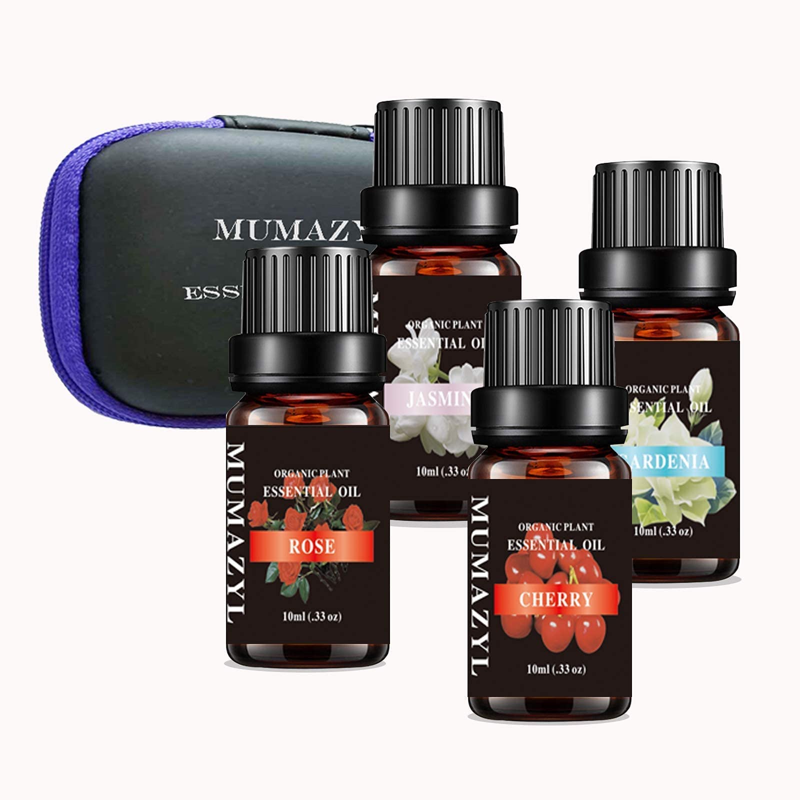 MUMAZYL 2Pack Peach And 4Pack Essential Oils Sets Organic Olant & Natural 100% Pure Therapeutic Grade Oils with Rose, Jasmine, Cherry Gardenia - 6 Pack x10ML