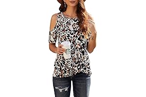 Women’s Cold Shoulder Twist Knot Casual T-Shirt