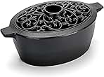 INNO STAGE Wood Stove Steamer, Cast Iron Humidifier for Stove, Home Indoor Decorative, Matte Black Finish, Rust Resistant, Lattice Top, 2.5 Quart Capacity, Patented