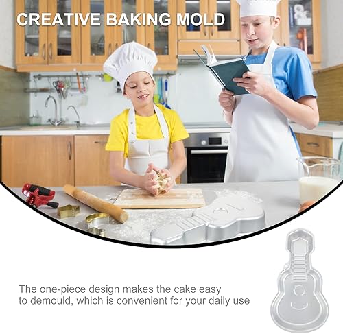 Miniatura 6 de Decoración de coche para decoración de coche, anillos de aluminio 3D con forma de guitarra para decoración de pasteles, molde para hornear, molde de