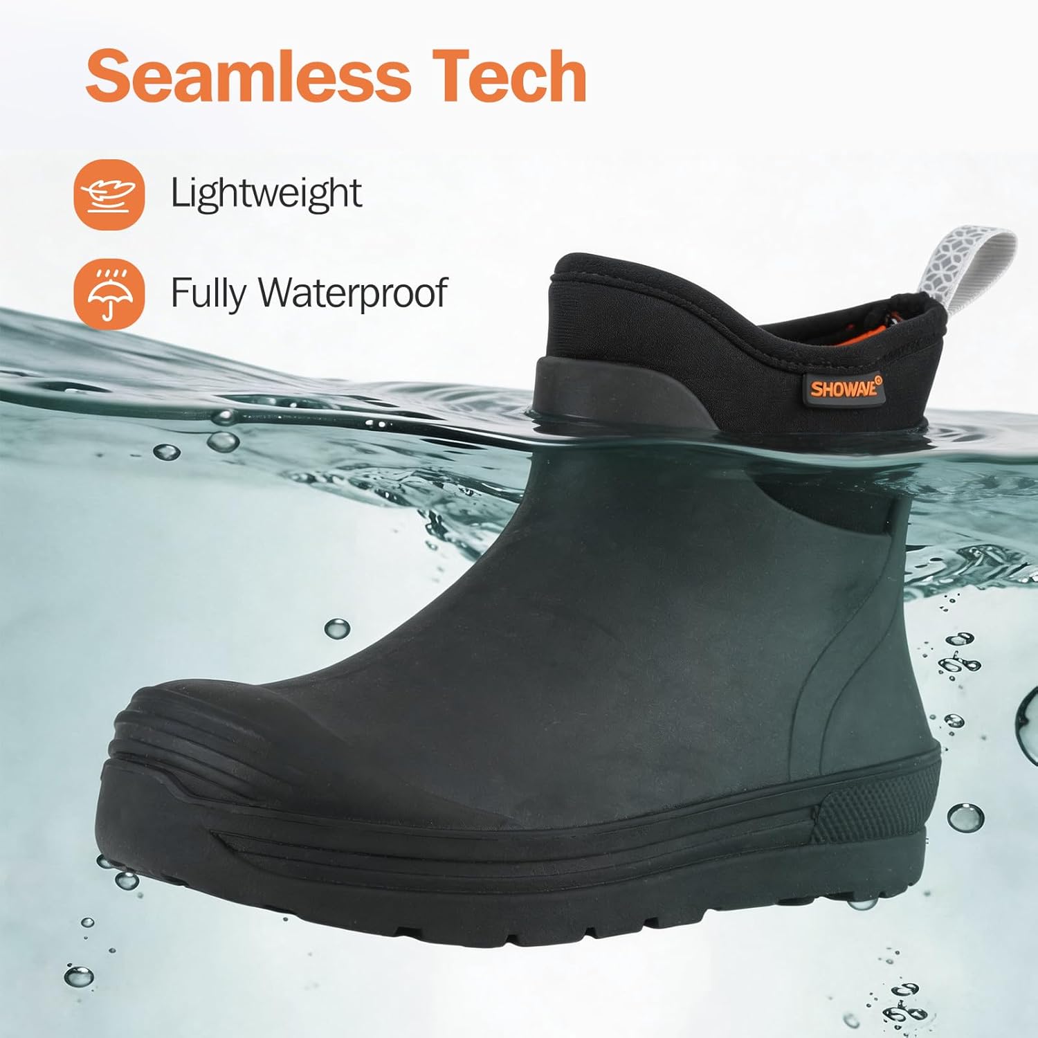 Showave Kid's Rain Boots Waterproof Short Rubber Boots for Boys Girls Non-slip Ankle Mud Boot Durable Insulated Neoprene Booties Outdoor All Season