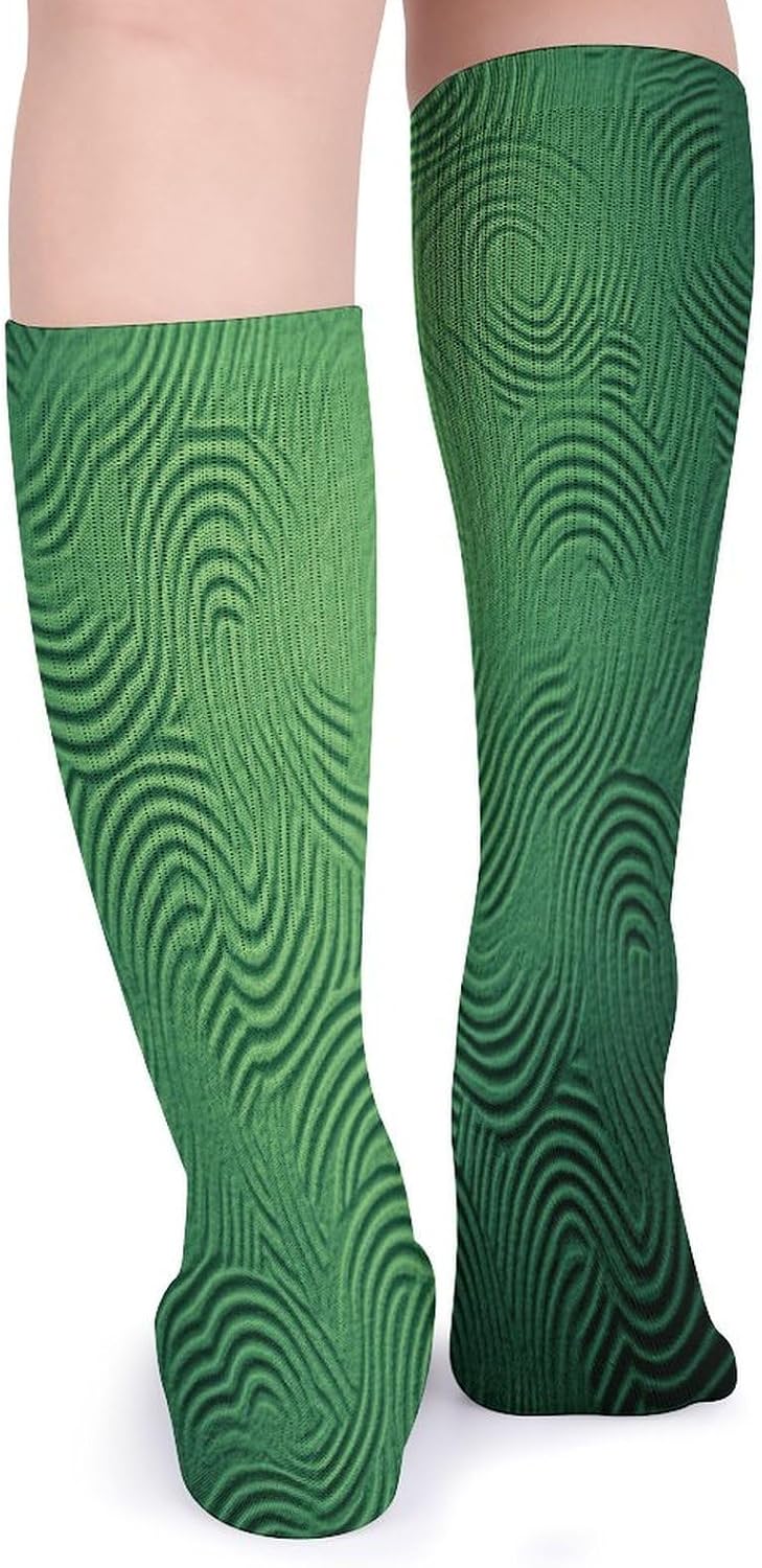 Green Curve Texture Stocking - Cute Casual Long Athletic,Crew Sock for Men Women,Running Socks Soft Breathable for Gift