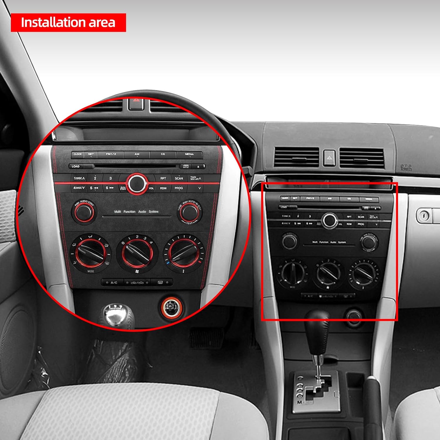 BETTERHUMZ Air Conditioning CD Control Panel Sticker Compatible with Mazda 3 Axela 2004-2009 Mazdaspeed 3 for Alcantara Carbon Leather Car Center Sticker Interior Tuning Accessories (Suede Black)