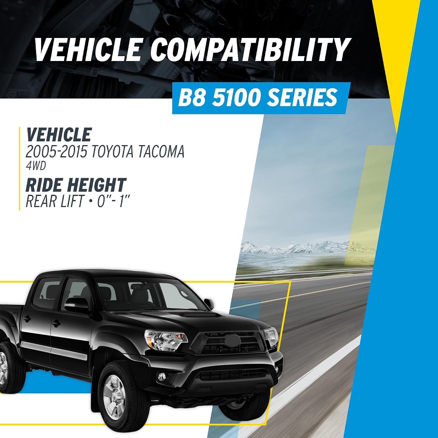 Bilstein Pair of Rear B8 5100 Series Shocks Compatible with 2005-2015 Tacoma 4WD with 0-1" Rear Lift | Easy Installation | Smooth Performance | Built to Last