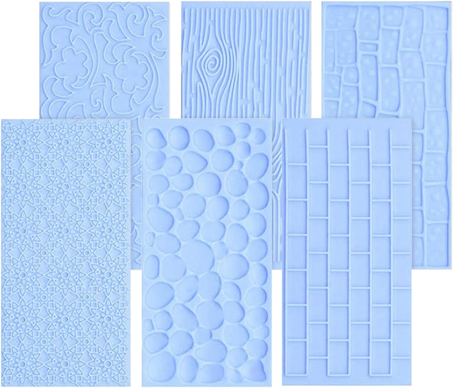 6 Packs Fondant Impression Mat Fondant Texture Mats Clay Mold Set Lace Embossing Mat Fondant Cake Embossed Impression Sheets for Cake Decorating