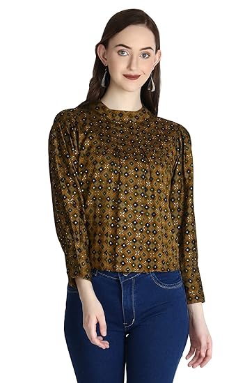 DHRUVI TRENDZ Rayon Full Sleeves Top for Womens Designer for Office Wear,Casual T-Shirt/Tunic/Top for Women/Girls