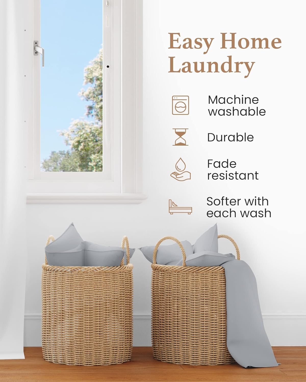 Good Sleep Bedding Twin XL Sheet Set - 100% Egyptian Cotton XL Twin Sheet Set, 4 Pc, Extra Long Twin Sheets for Dorm, Hotel Sheets, 16" Deep Pocket Extra Long - Light Grey Sheets - Image 4