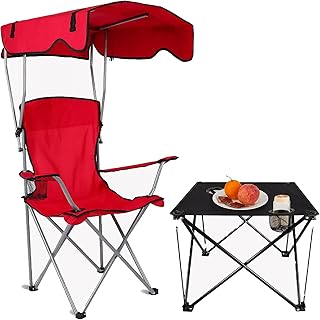 Mesa Plegable para Acampar al Aire Libre con Dos sillas y sombrillas, Ideal para picnics y Actividades. Resistente y fácil de Instalar. Color Verde Azulado.