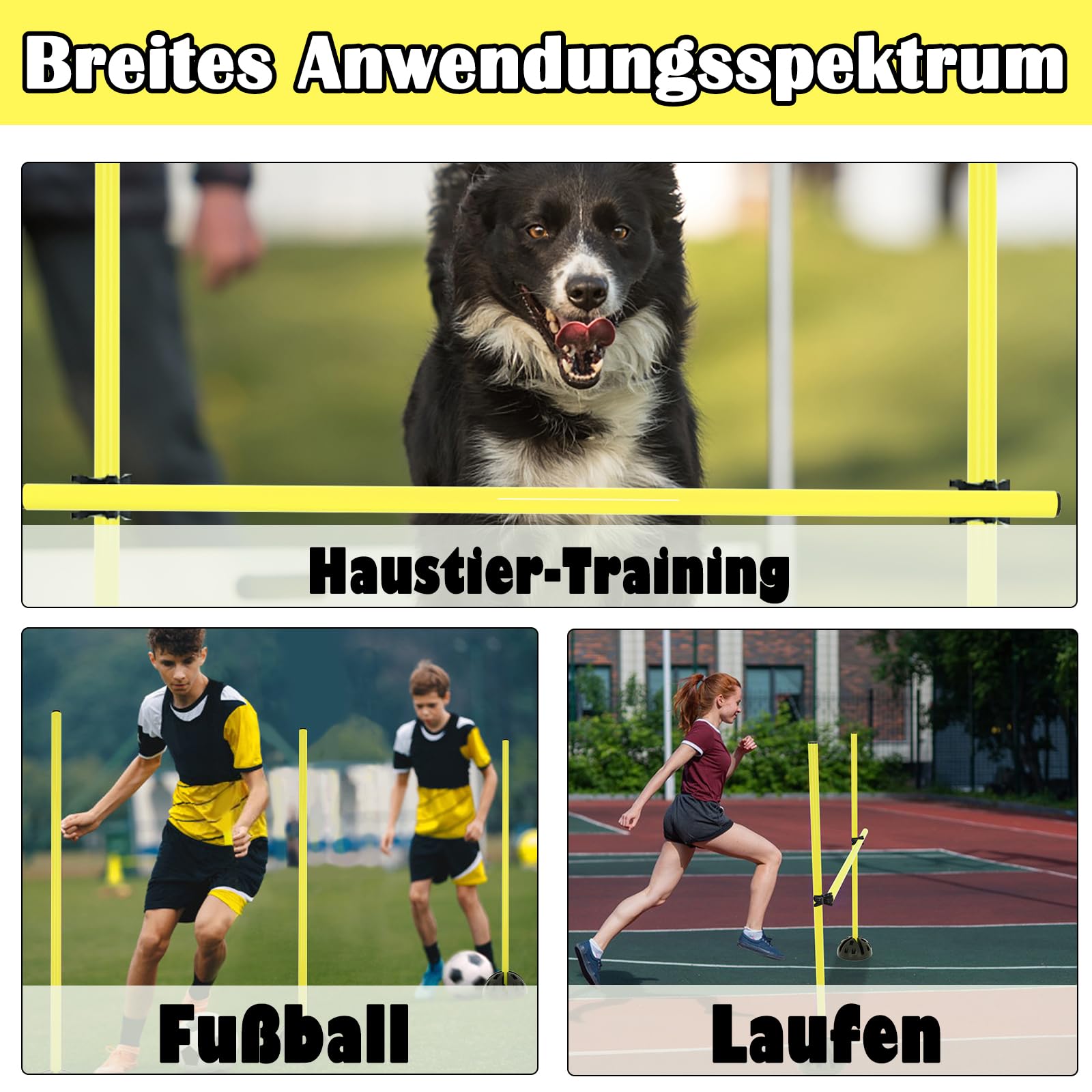 FIVMEN Agility Hürden Set de barres de saut d'entraînement pour saut dribbling et agilité Barres de slalom Hobby Horse obstacles
