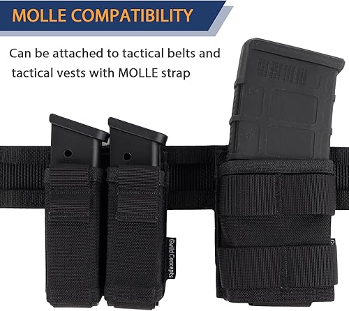 Miniatura 5 de Funda doble para pistola de 0.354 in  Funda para revista Gwild Concepts Glock MOLLE Mag con inserto Mag