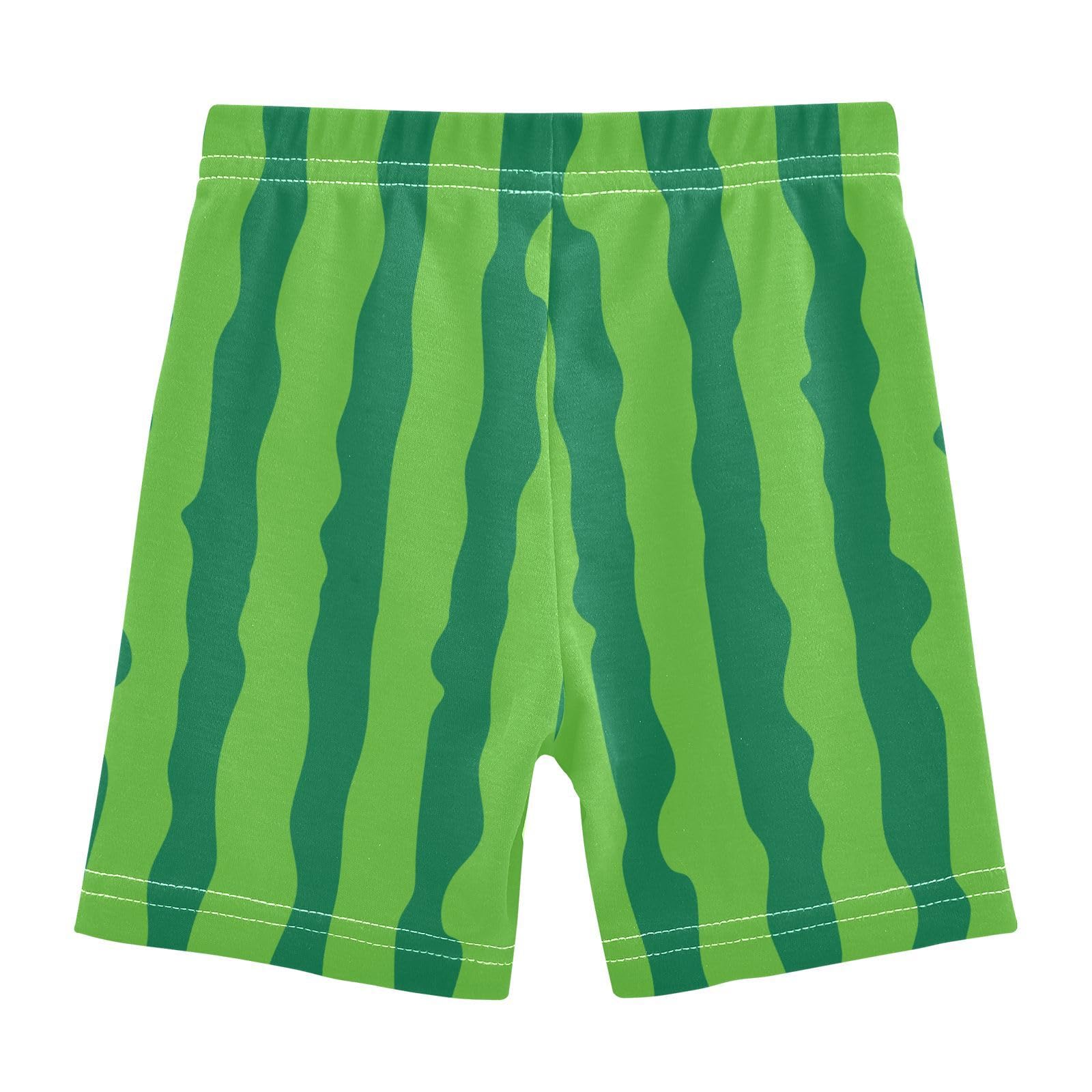JHKKU Girls Green Watermelon Stripe Shorts Cotton Cartwheel Bike Kids Biker Under Dress Dance Short Girl Clothes 6T