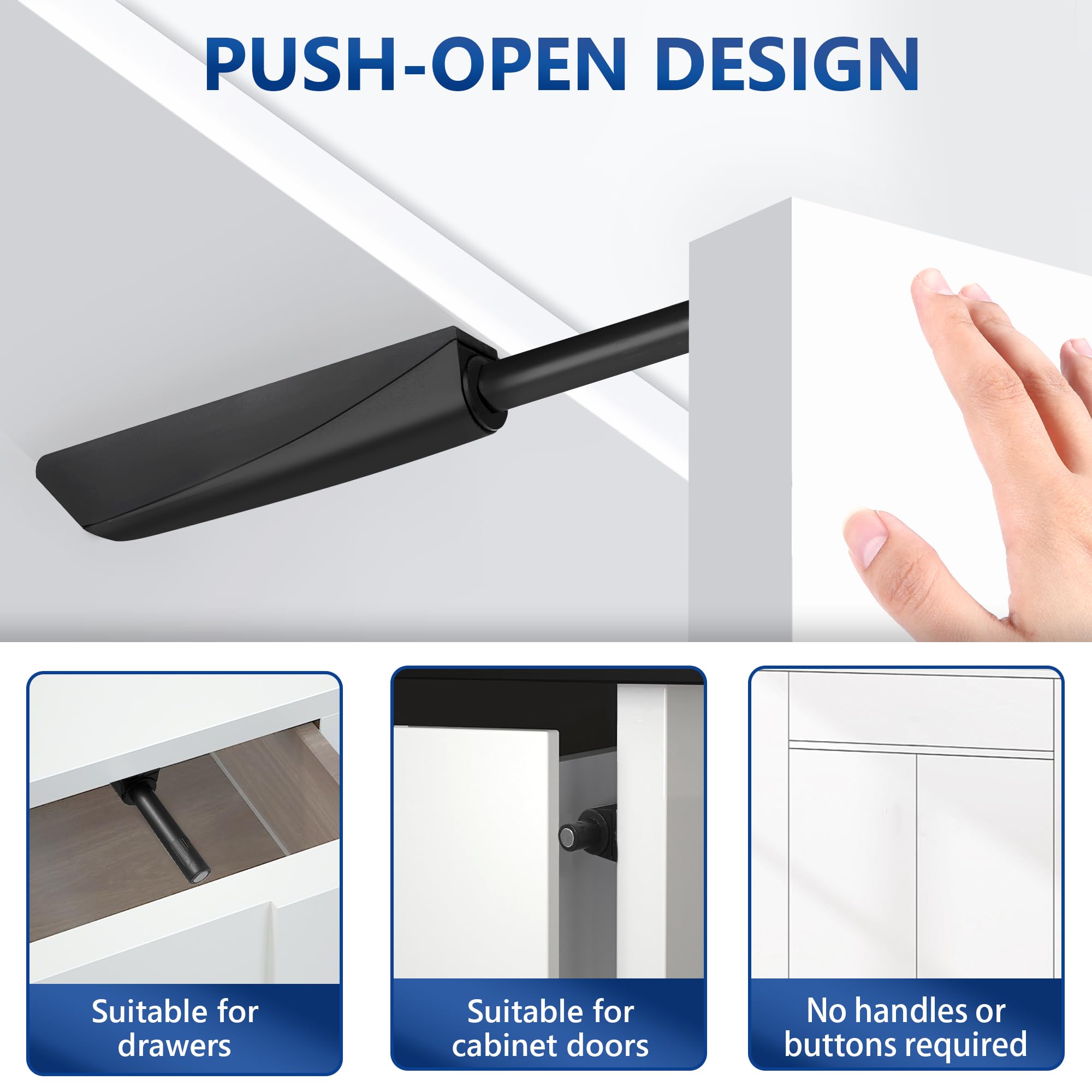 4 Pezzi Push Pull per Ante Apertura a Pressione Ante Chiusura Magnetico Pressione Home Push to Open Custodia in Alluminio Chiusura Push Pull Ante per Mobile Apertura Pressione Sistema