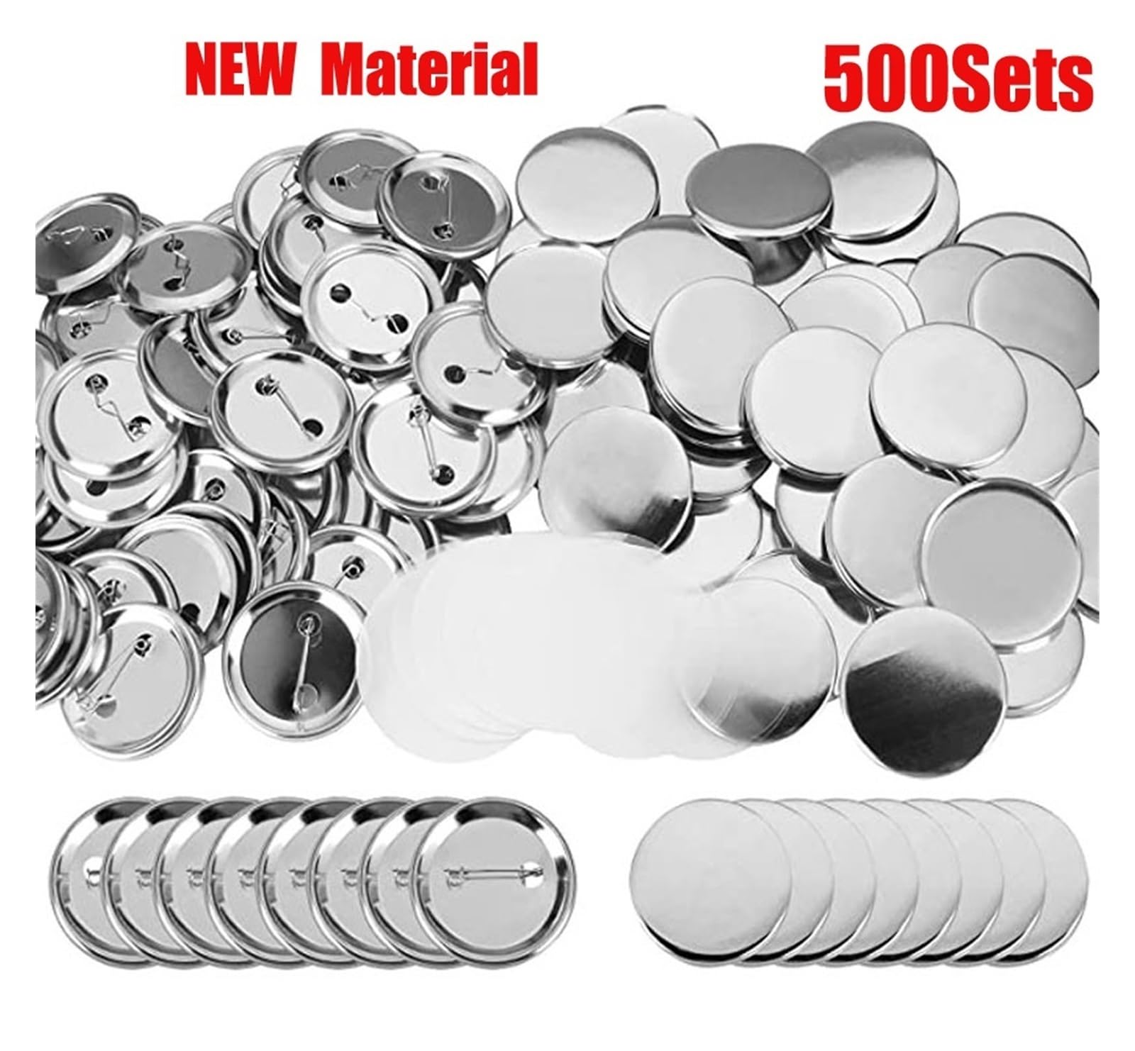 Zestaw do robienia odznak, 500 zestawów 25-75MM pusta odznaka Pin przycisk części maszyna Maker zestawy do robienia nowy materiał(50mm)