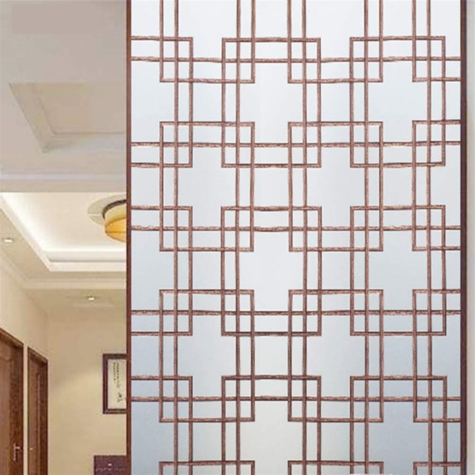 Película para cristales Lámina de vidrio Static Cling Glassed Pan Pattern Reutilizable Home Decor Private Protect Window Film for Office Store Supermarket(55x500cm)