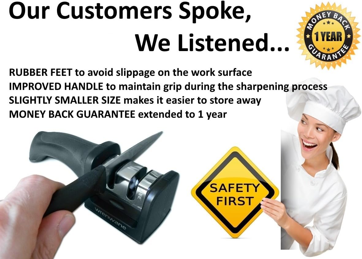 Buу 1 gеt 1 🔥 Wrenwane Kitchen Knife Sharpener - 2 Stage Sharpening, Black