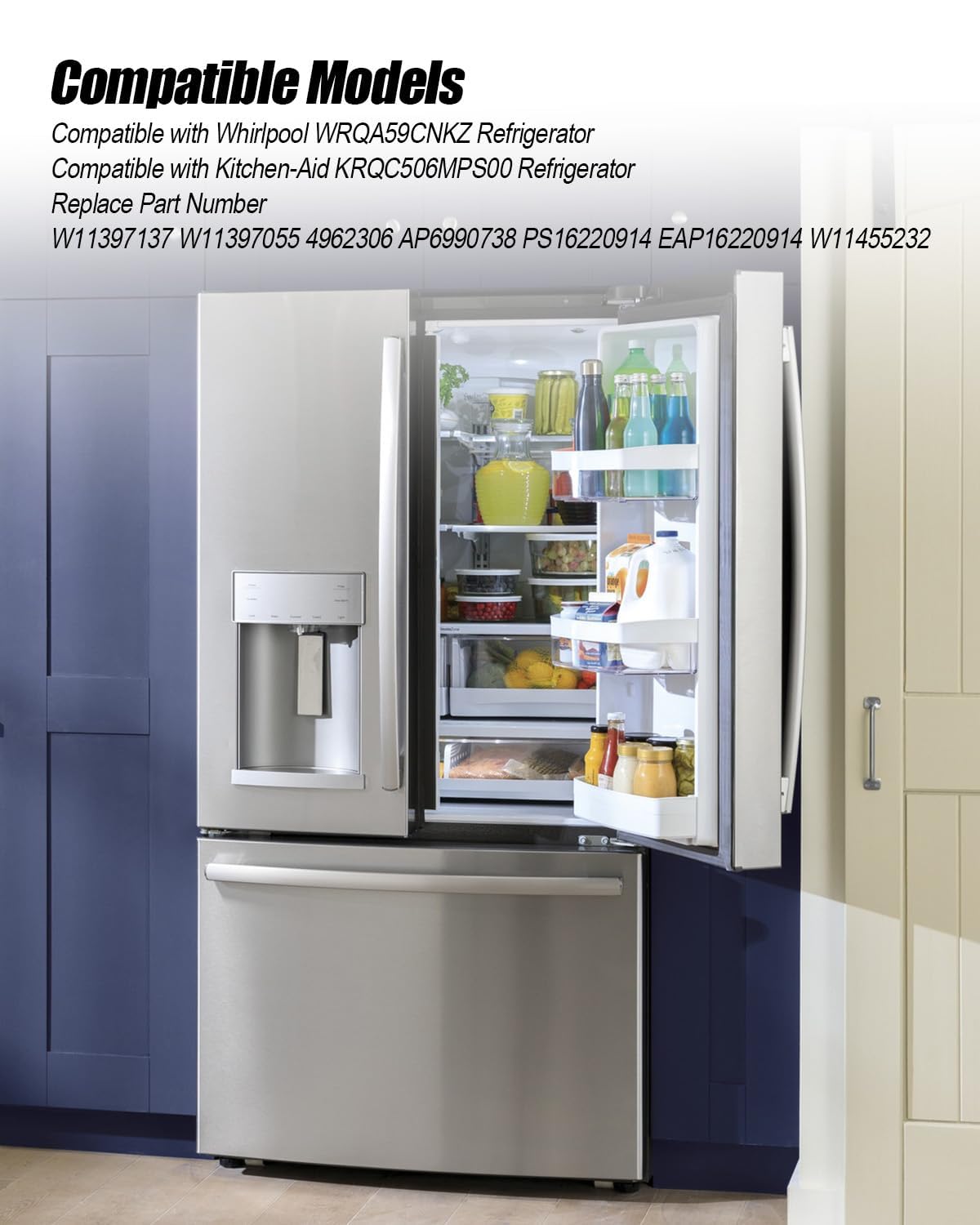 W11455232 W11397137 Refrigerator Ice Maker Assembly Fit for Whirlpool WRQA59CNKZ KitchenAid KRQC506MPS00 Refrigerators, Replace W11397055 4962306 AP6990738 PS16220914 EAP16220914