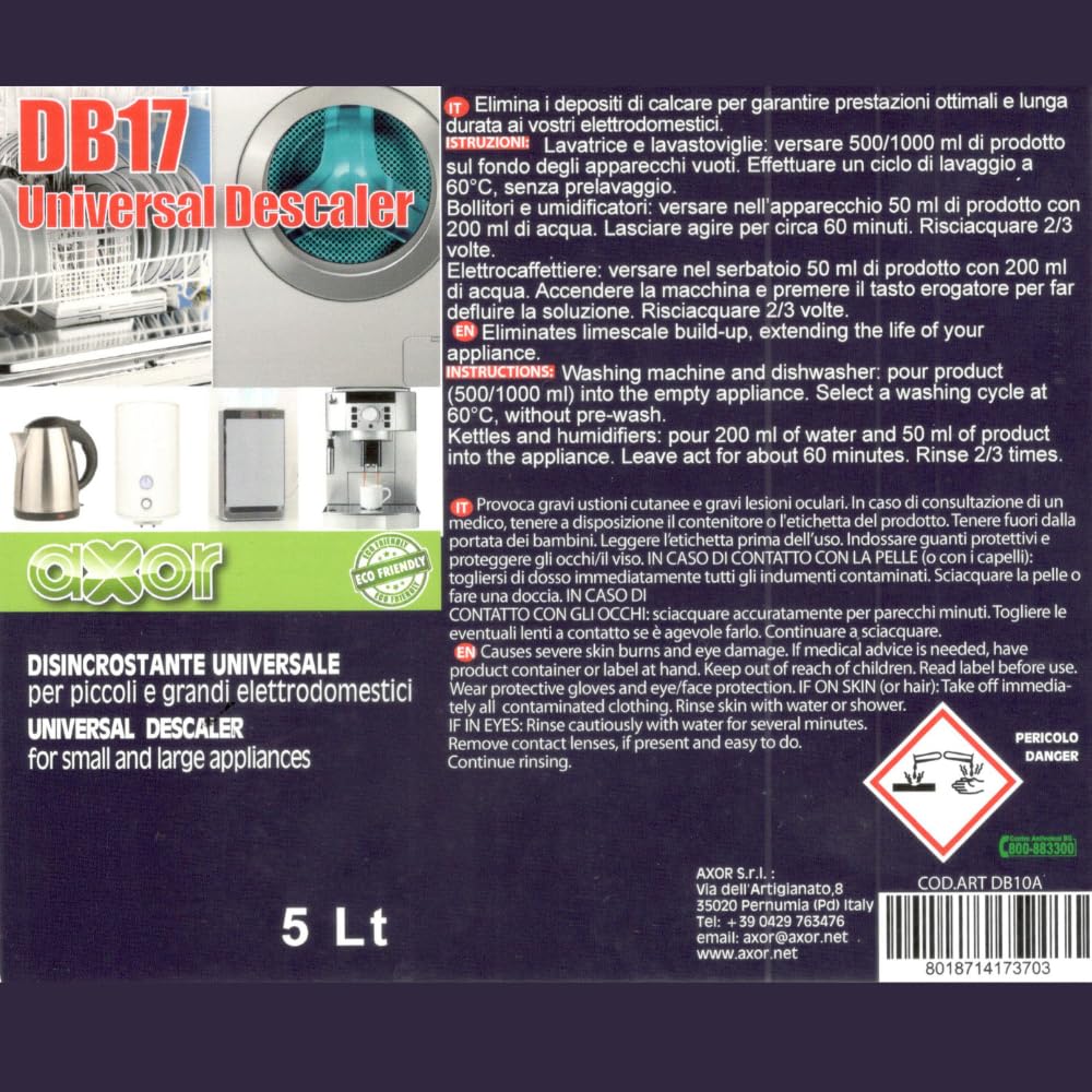 Universal-Kalklöser elektrisch 5 l, DB17, Geschirrspüler, Waschmaschine, Kessel, Kaffeemaschine, Bügeleisen (15 l)