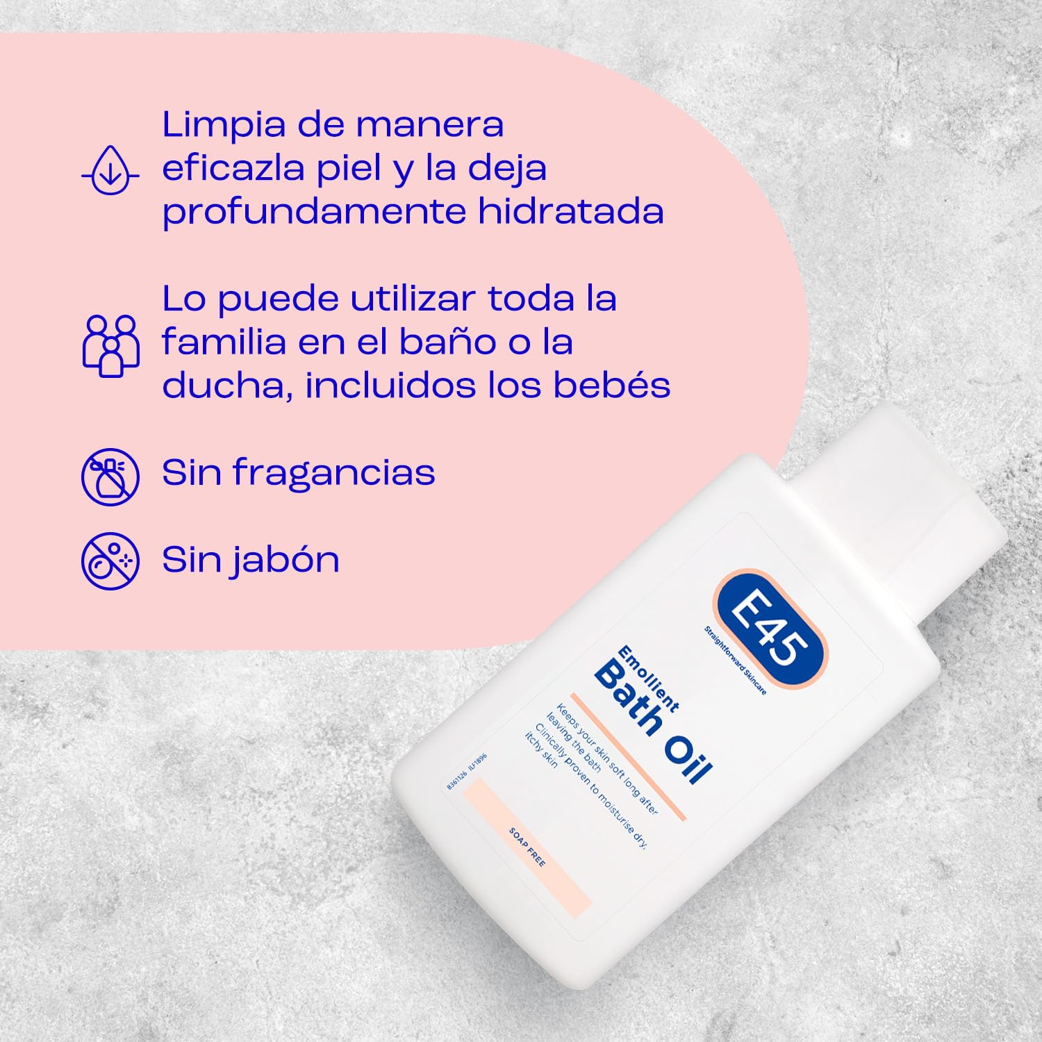 Aceite de Baño Hidratante E45 500ml - Emoliente para Piel Seca