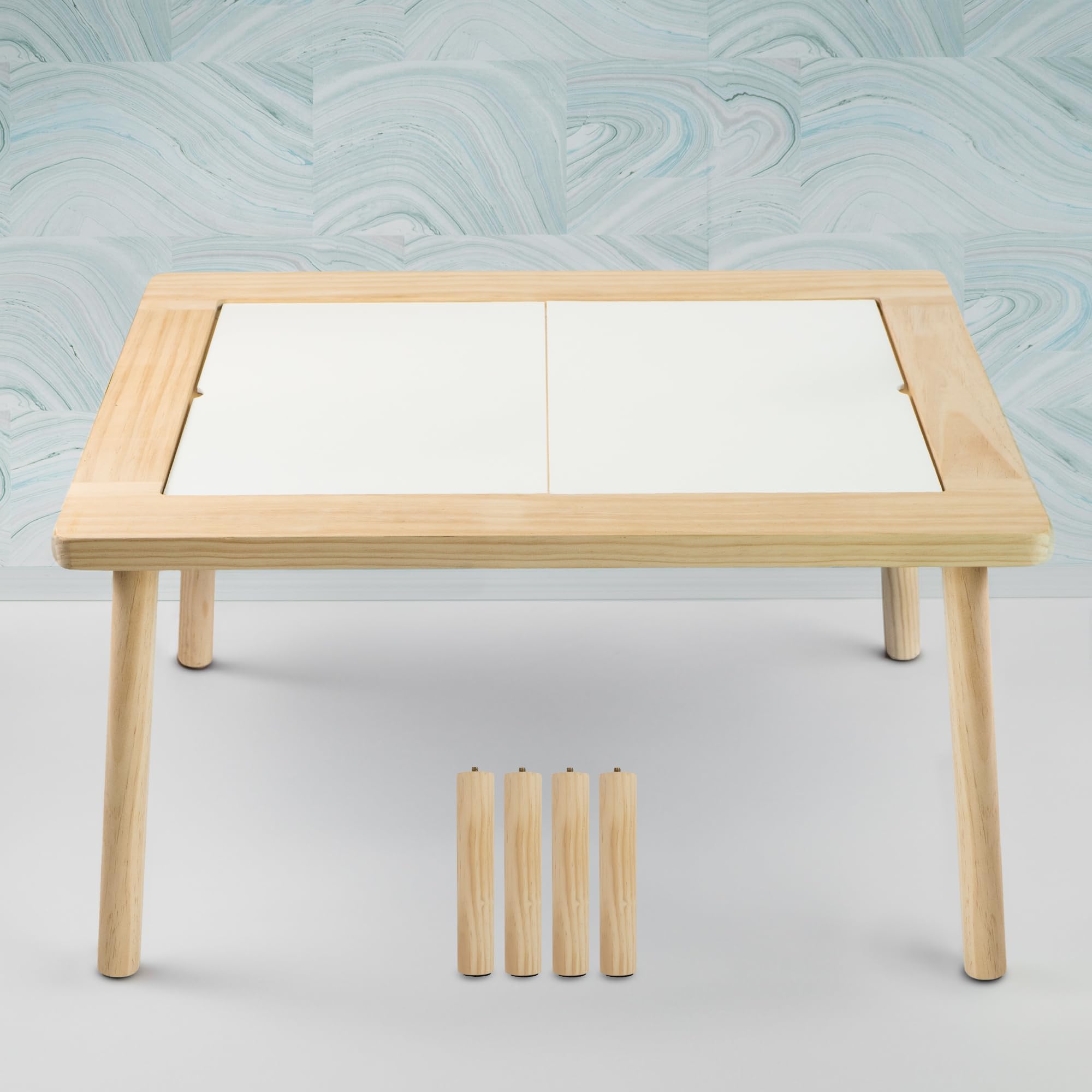 amoona Multi-Activity Sensory Table That Grows with Your Child. Adjustable Height for Kids Age 1-6. 2 Full Size Bins Included, Wooden Activity Play Set for Christmas & Birthdays