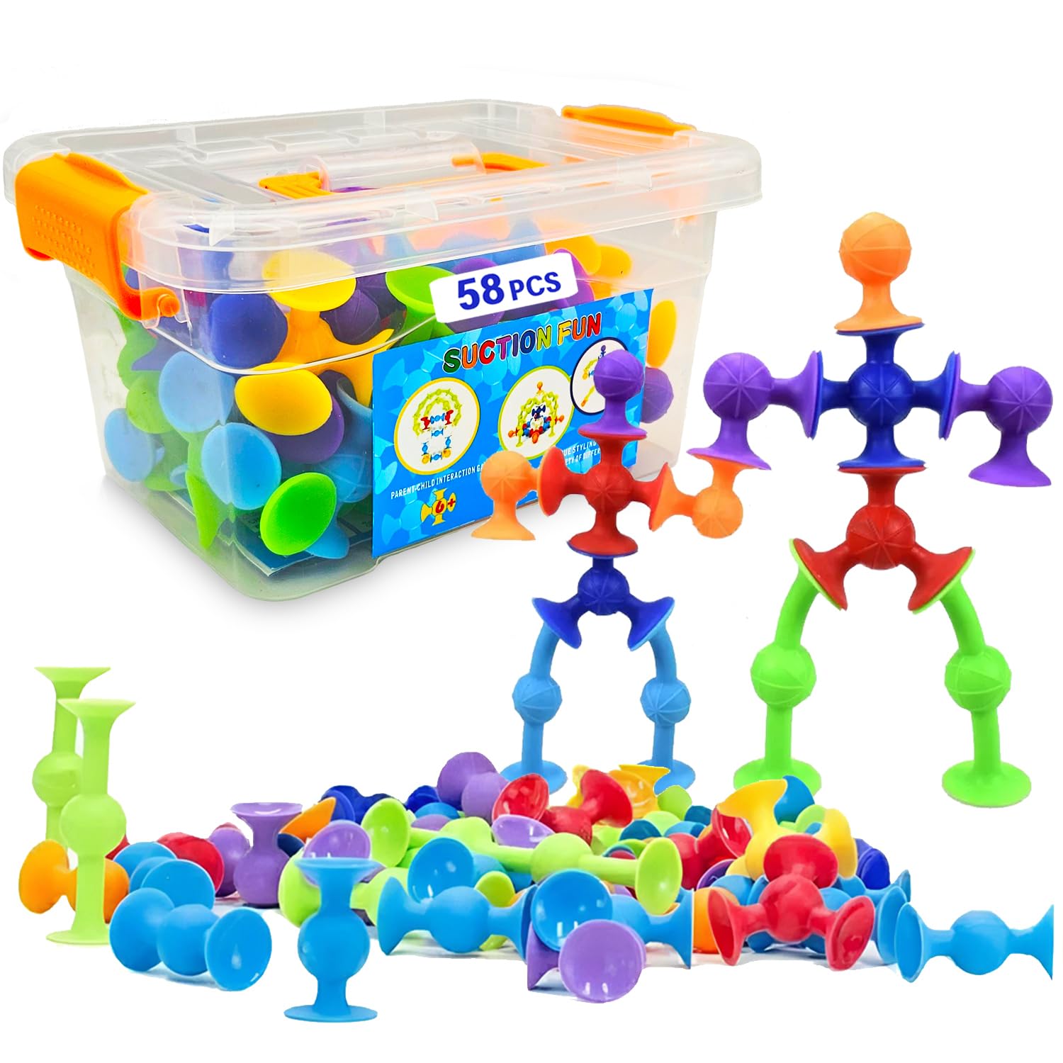 JOYVOVO 48 Piezas Juguetes De Succión, Juguetes De Baño Para Bebés, Juguetes Sensoriales Interactivos De Ventosa Silicona Con Huevos De Dinosaurio, Juegos Educativos Regalos Para Niños 3 4 5 6 7 Años