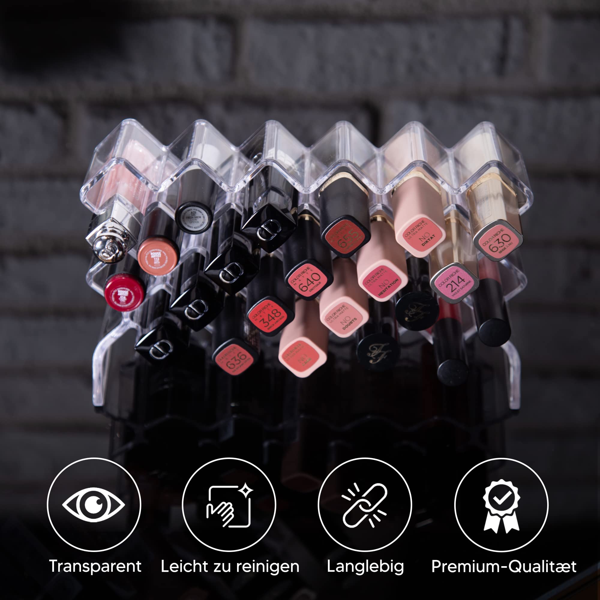 Liemuao Acryl Make-up-Organizer – Transparent, 2 Stück, 9-fach & 24-fach, Für Lippenstifte & Pinsel