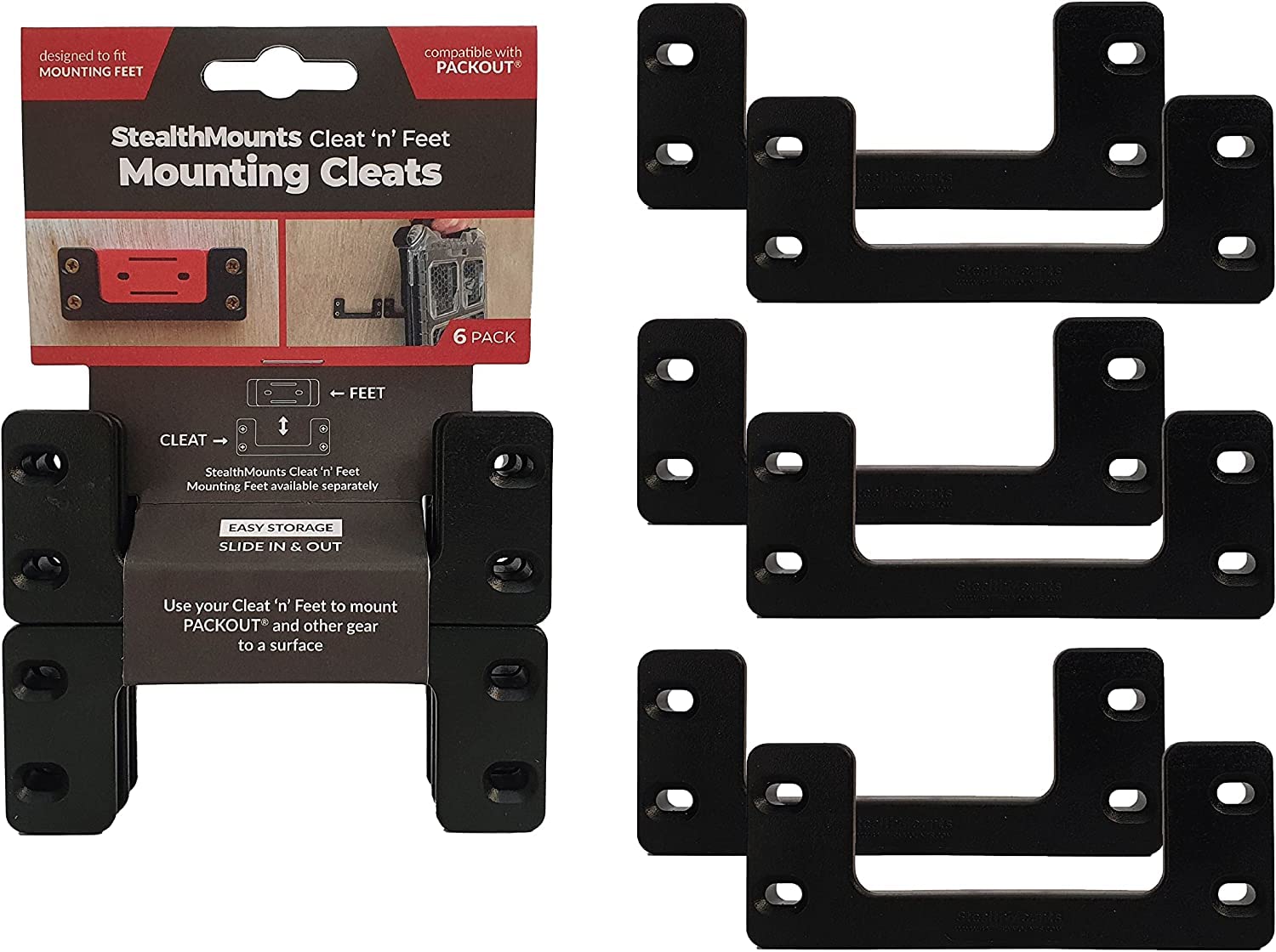 StealthMountsMounting Cleats for Milwaukee Packout (12 Pack) Black | Mounting Cleats for Milwaukee Packout | Made in the UK