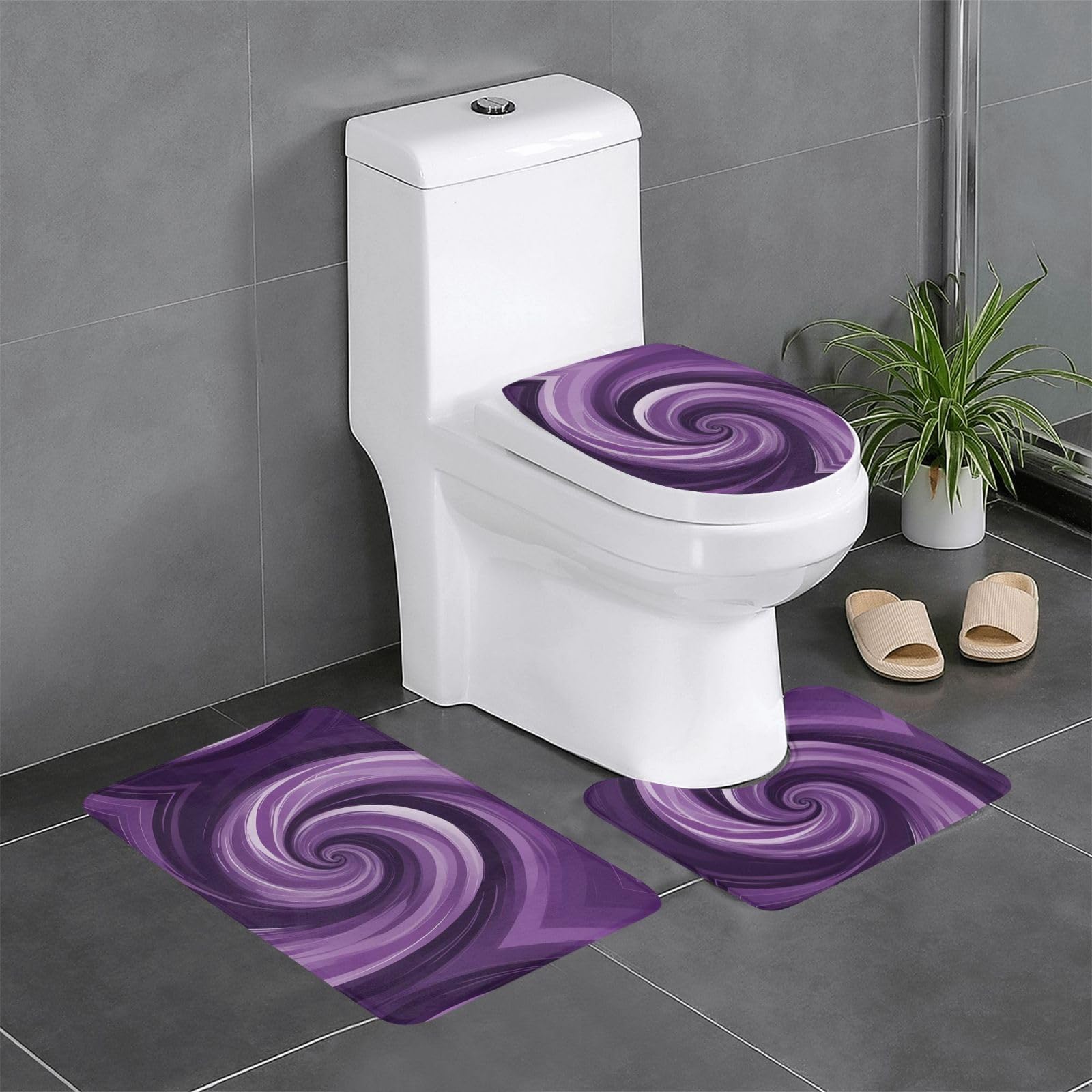 Tapis de salle de bain violet tourbillon pour coiffeuse et toilettes