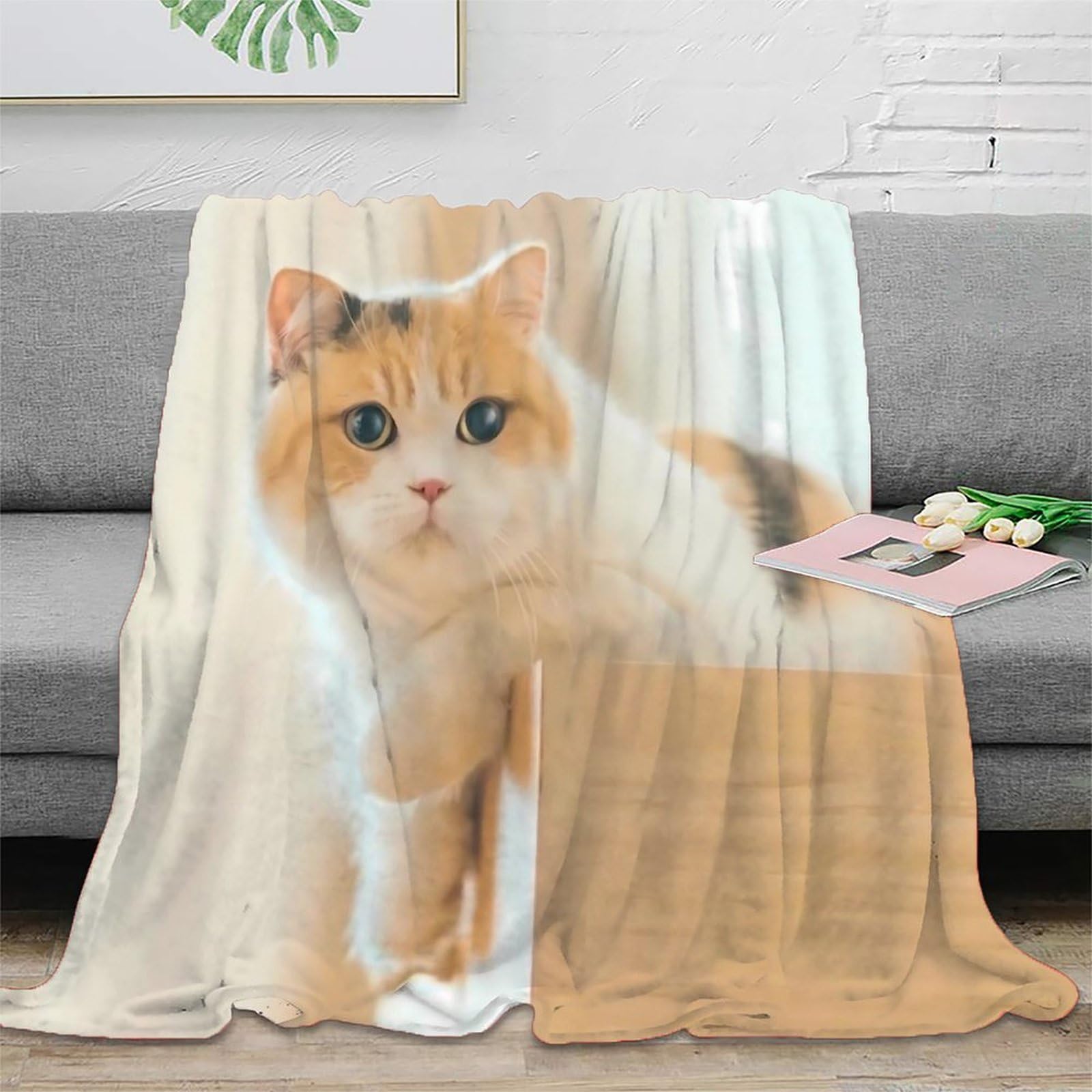 Plaid chat 3D microfibre de qualité supérieure literie anti-bouloche