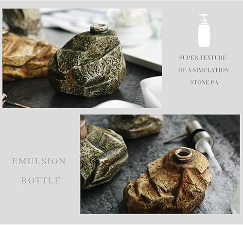 Miniatura 6 de Dispensador de jabón de baño creativo de cerámica retro piedra champú, dispensador de gel de ducha líquido, dispensador de jabón, botella de