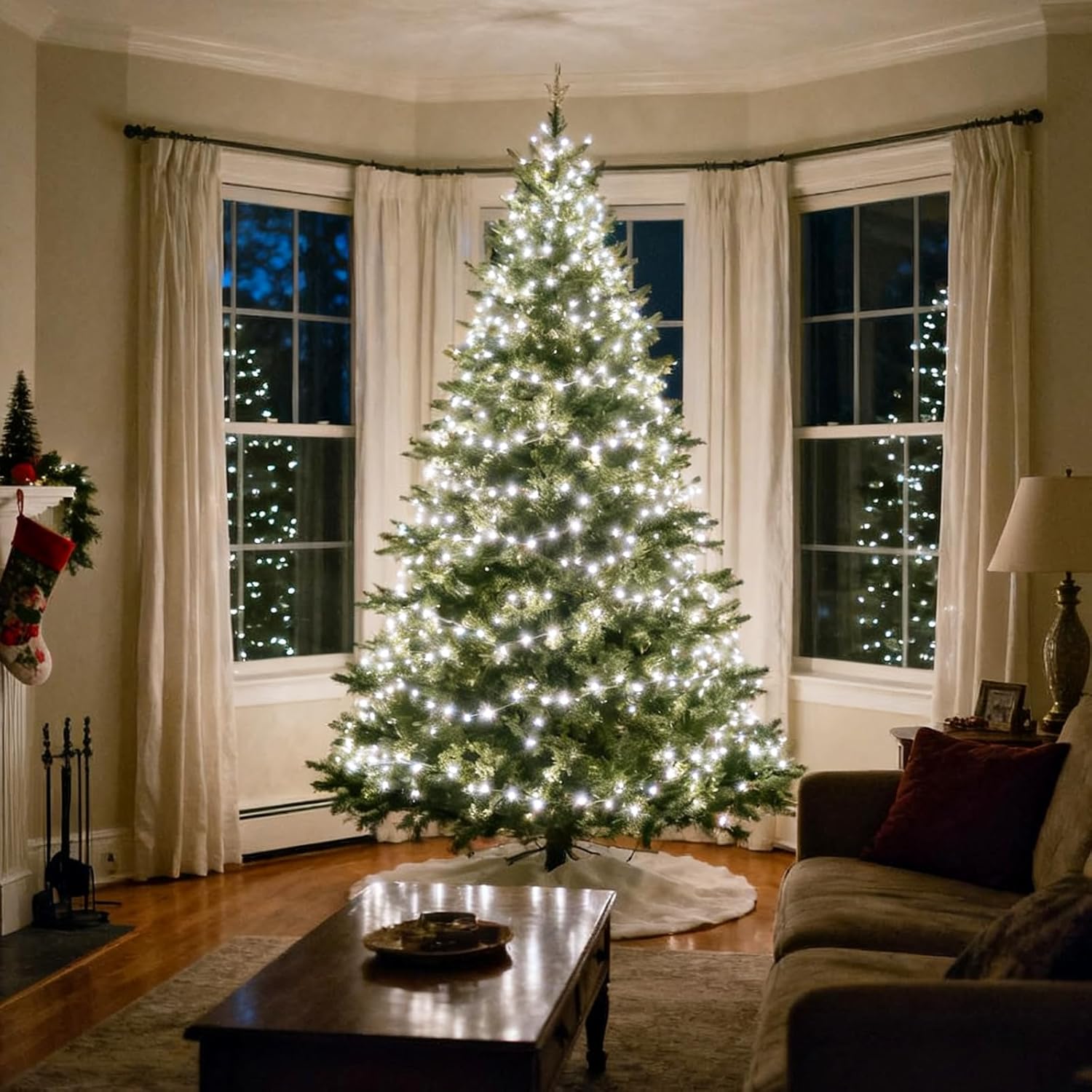 500 LED White Christmas Tree Light Plug in,170ft Connectable Christmas Lights with 8Modes UL Certified Outdoor Indoor for Halloween Tree Yard Holiday Party Decor