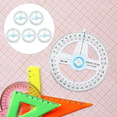 Miniatura 7 de Transportador de 360, paquete de 15, transportador circular de plástico azul transparente, reglas redondas, herramientas de dibujo para educación