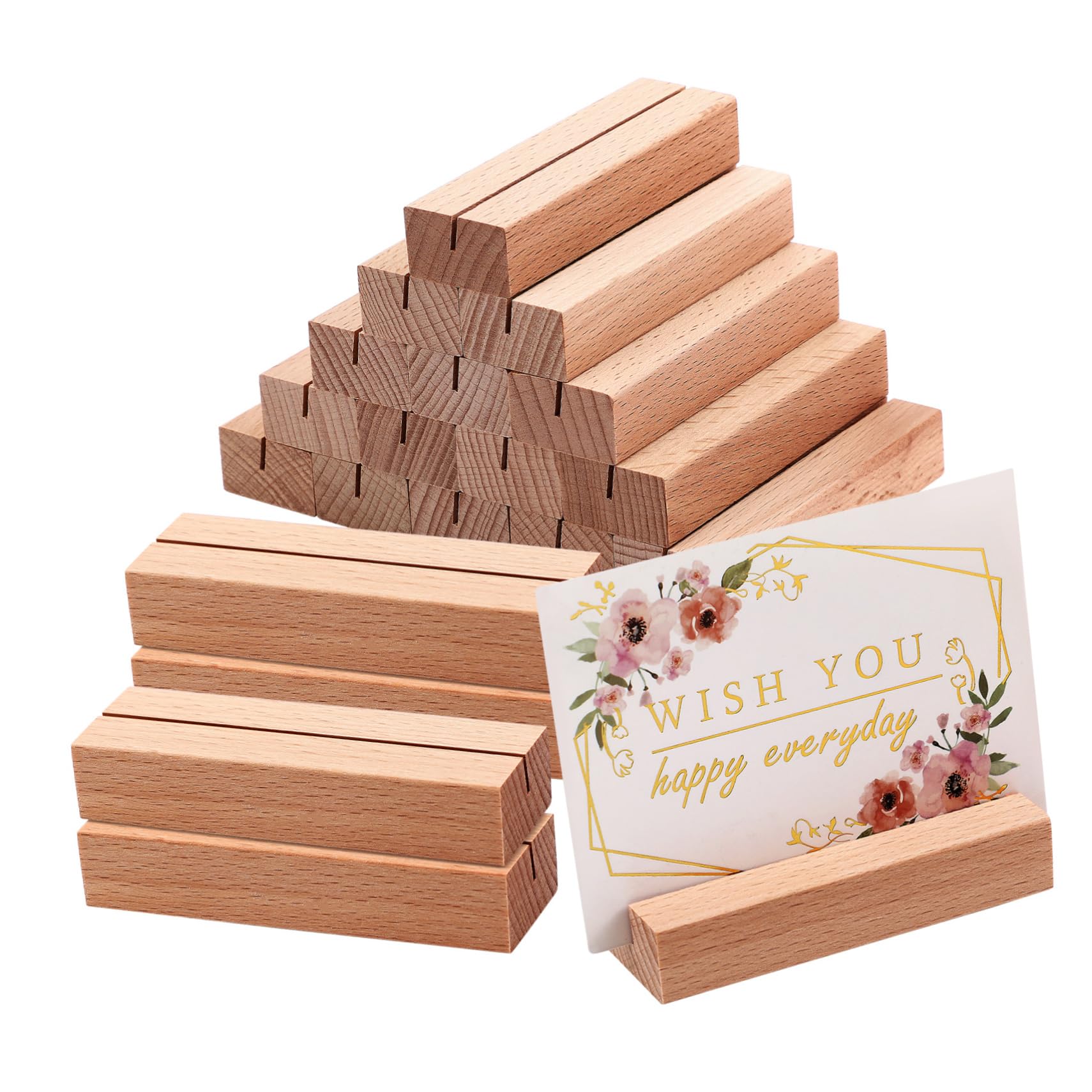 ULTECHNOVO Porte-Cartes Supports de Numéro de Table Lot de 20 Surface Lisse en Bois Naturel Bords Vifs pour Maison et Fêtes