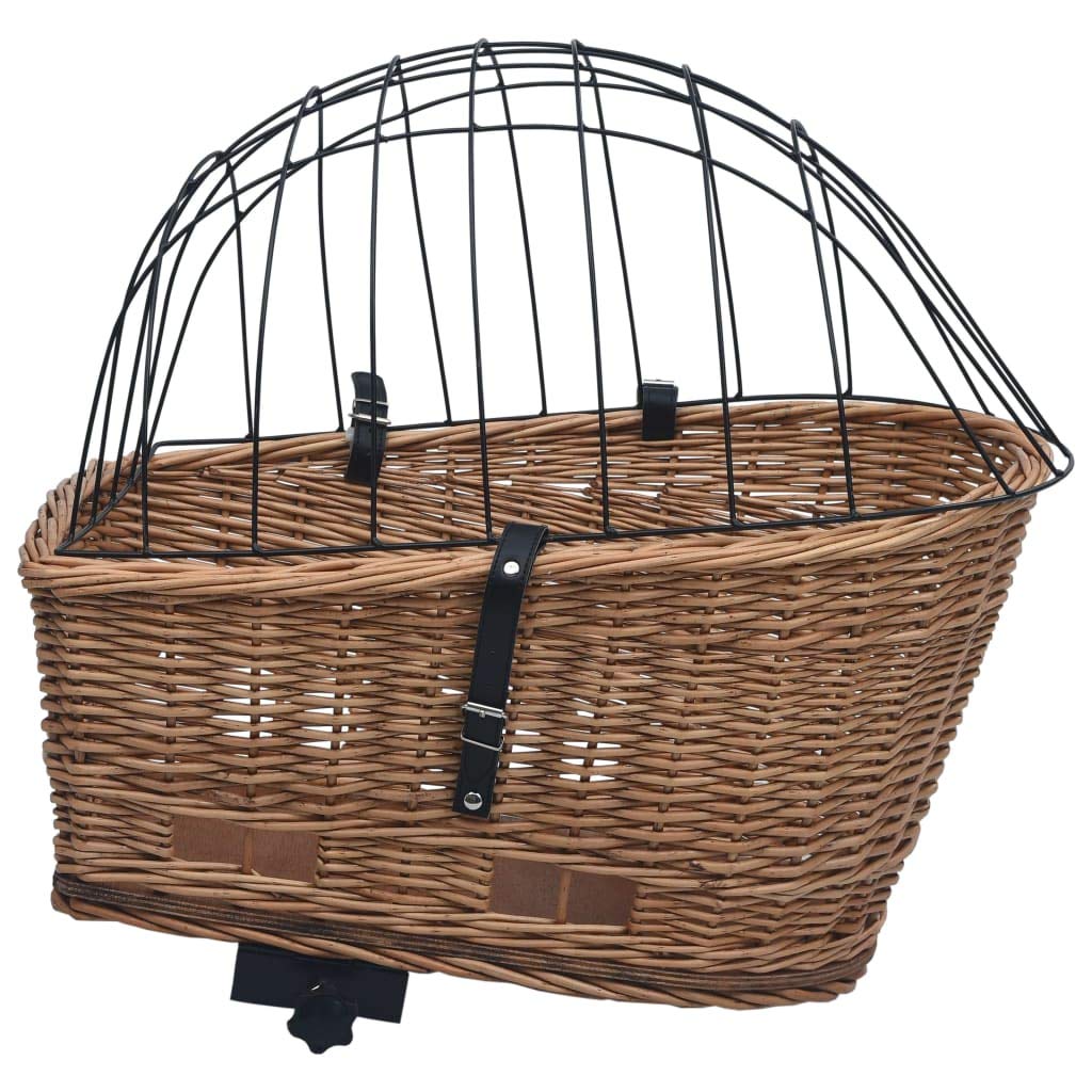 Mangloder - Cestino portapacchi per bicicletta con coperchio, 55 x 31 x 36 cm, in vimini naturale, robusto, rimovibile, per il trasporto di acquisti e animali domestici, adatto per city bike, trekking
