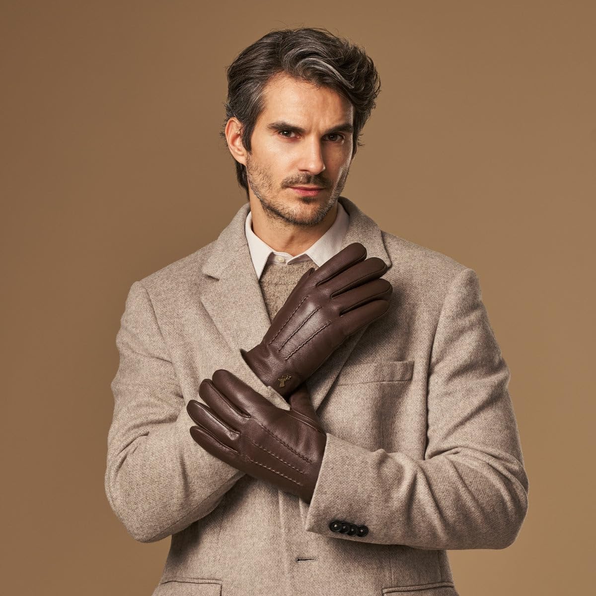 Schwartz & von Halen Handschuhe Herren - Hunter (braun) - Leder - 100% Ziegenleder (Nappa) - Luxuriöses Lammfellfutter - Braun