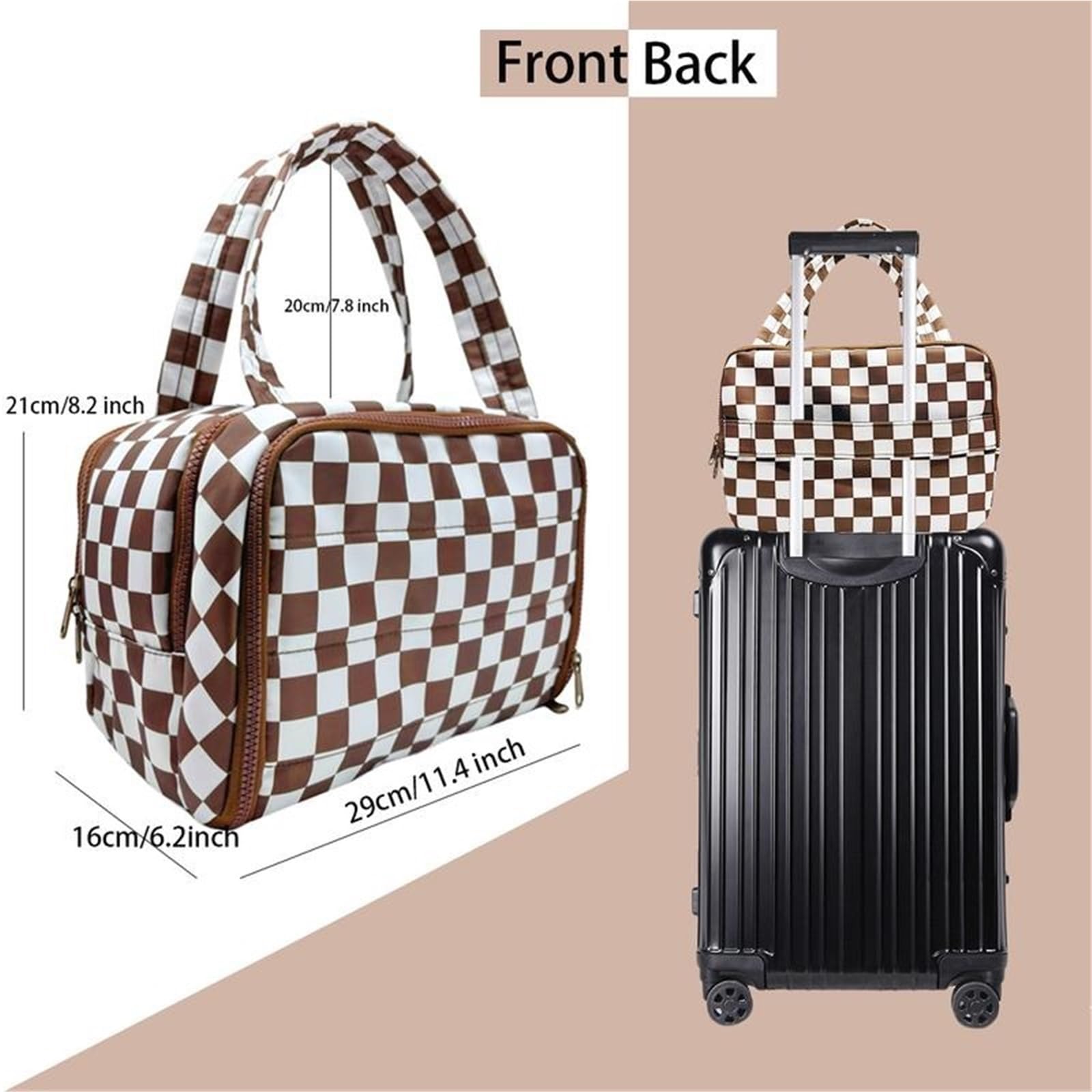 porta trucchi Borsa da toilette da appendere for viaggi di grandi dimensioni, organizer for trucco a scacchi, borse da toilette, organizer for donne e ragazze beauty case
