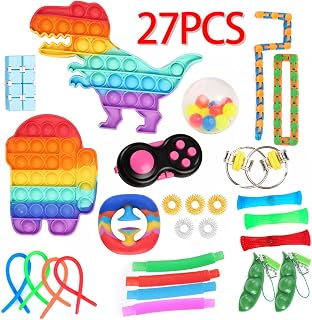27-Pcs Fidget Toy Pack – Large Variety Pack Fidget Toys for Kids and Adults – Stress Relief Sensory Fidget Toys for Calm and Relaxation – Large Pop Fidget Toy Set for Home, Classroom, Birthday