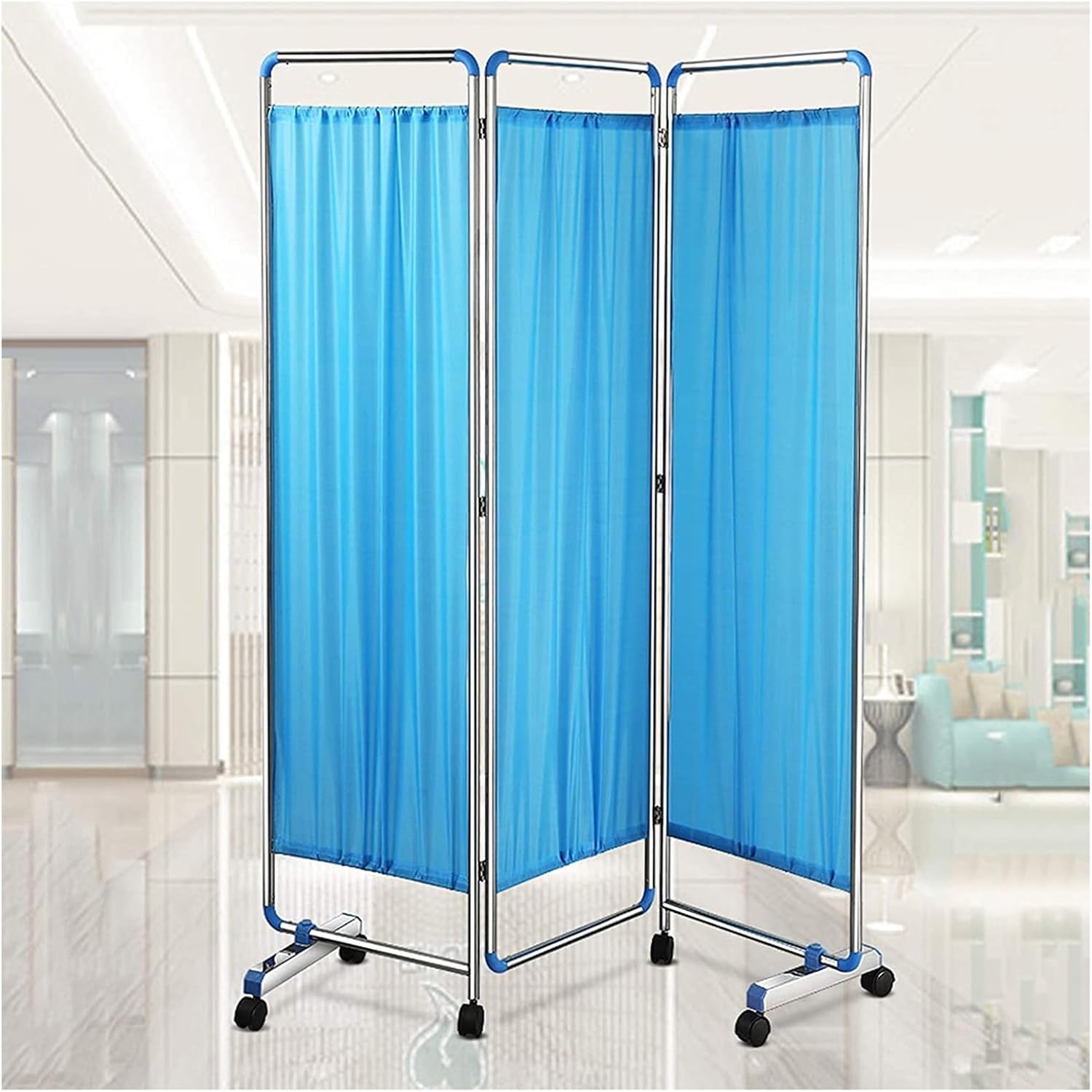 Rolling 3 Panel Medical Privacy Screen On Wheels, Adult